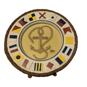 Nautical Anchors Away Photo 3.5"x3.5" Frame Russ Berrie Co. 5.75" x 6" Round